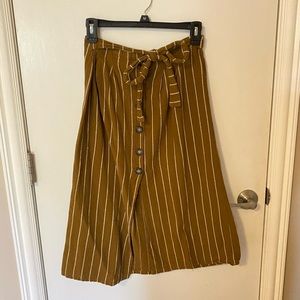 Striped Linen Midi button down skirt Cali 1850 size L